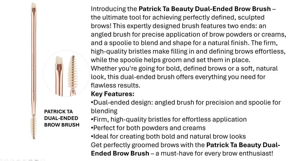 Cepillo de contorno Patrick TA + Cepillo de cejas de doble extremo | Nuevas herramientas de maquillaje auténticas 2 piezas Foto 4 de 4