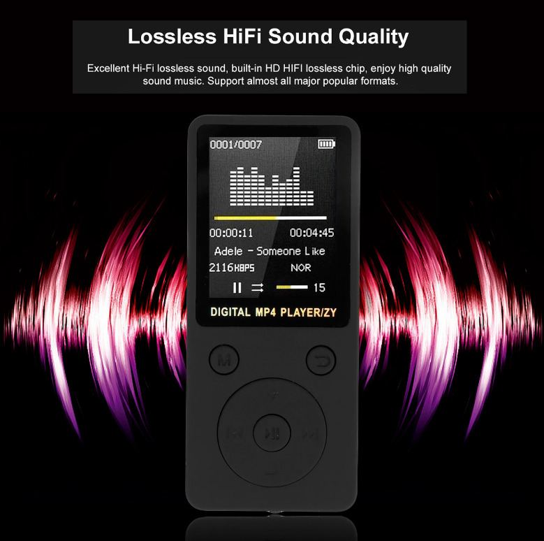 Bluetooth MP3 MP4 Player,LCD Display HiFi Bass Musik Spieler FM Radio Audio DE