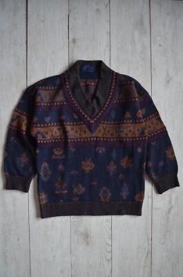 Rare Vintage Bogner Aztec Knit Sweater Made in West Germany sizeM/L  Wool Mohair