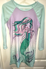 girls MERMAID SPARKLE NIGHTGOWN size XL 14/16 aqua purple fleece sleepwear soft 