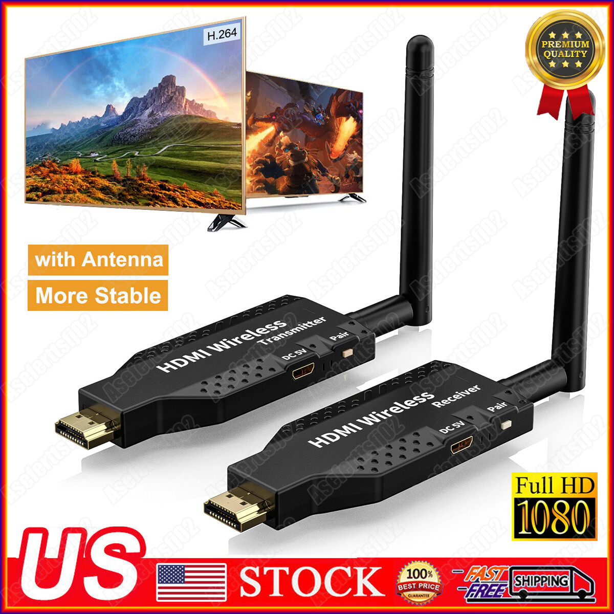 Wireless WIFI HDMI Extender Video Transmitter Receiver PC Laptop