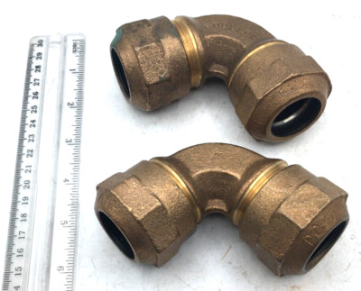 Mueller Lot of 2 Quarter Bend Union Brass New READ Please