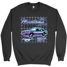 Ford Mustang GT the Boss Sweatshirt Vintage Neon Car Retro Licensed Crewneck