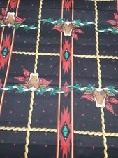 Vintage Almost 2 Yds Daisy Kingdom Christmas Corral Longhorn Plaid Maggie Raguse