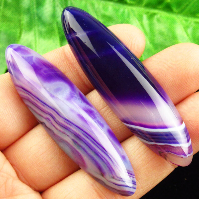 2Pcs 60x16x6mm Purple Onyx Agate Oval Cab Cabochon Q07528
