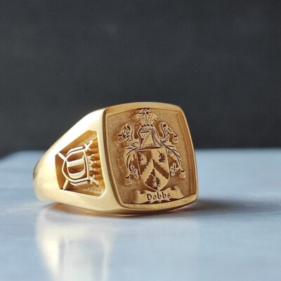 Signet Ring Vintage Family Rings Custom Family Crest Signet Ring