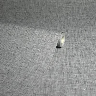 Arthouse Leinenstruktur Mittelgrau Tapete 676007 Uni Struktur Weboptik NEU
