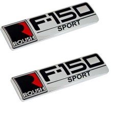 Guardabarros y emblemas traseros Roush F-150 Sport Ford Truck en cromo negro y rojo - par