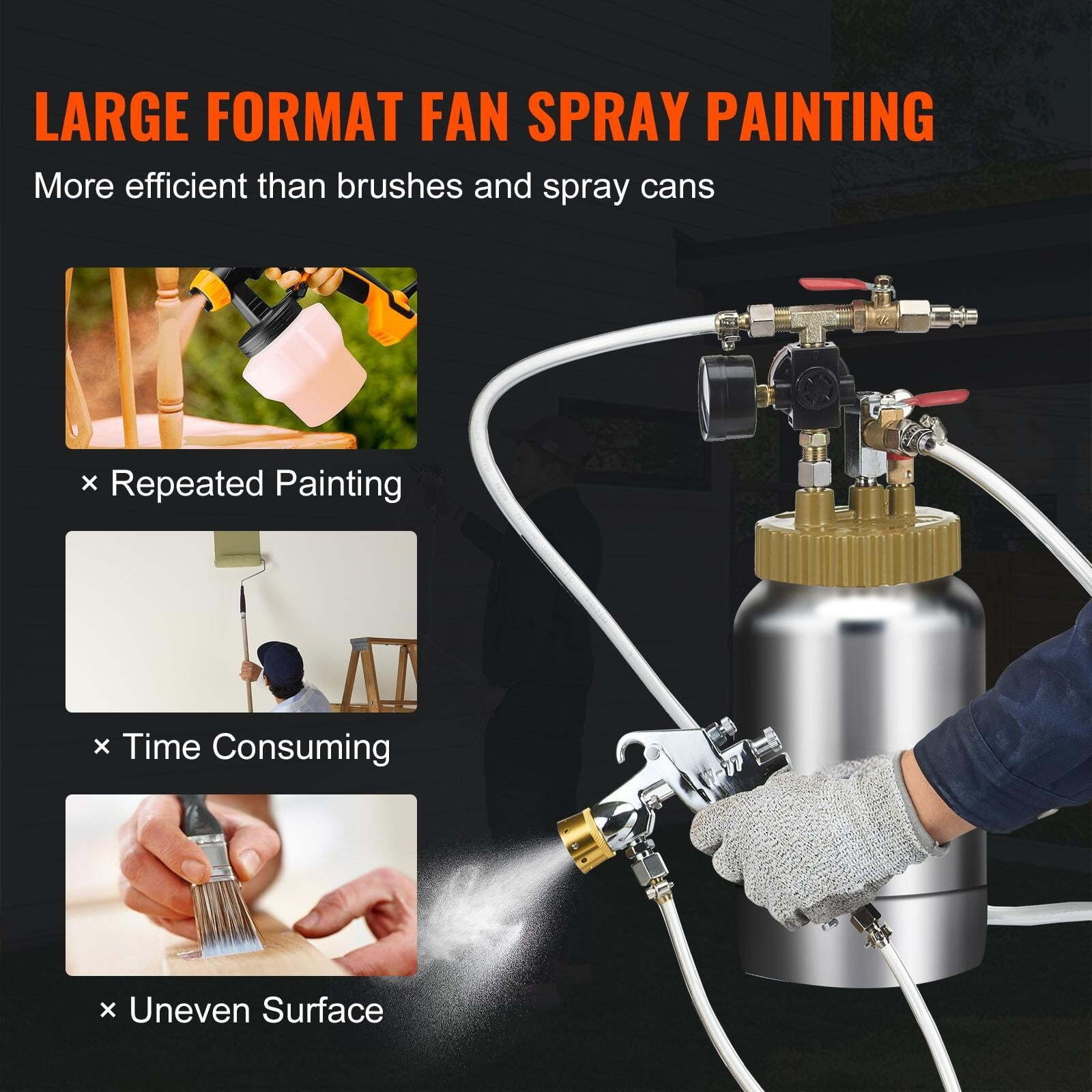 Pressure Pot 0.5Gal/2L Pressure Pot Paint Sprayer Nozzle Spray Gun
