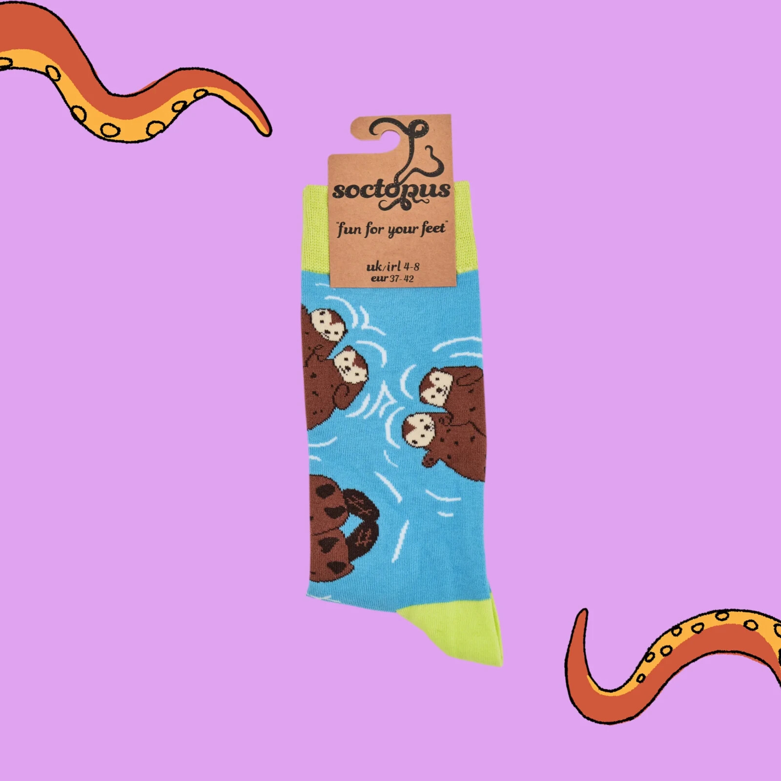 SOCTOPUS Otter Socks Unisex Mens Boys Large Men 9-12 Otters Fathers Day Gift