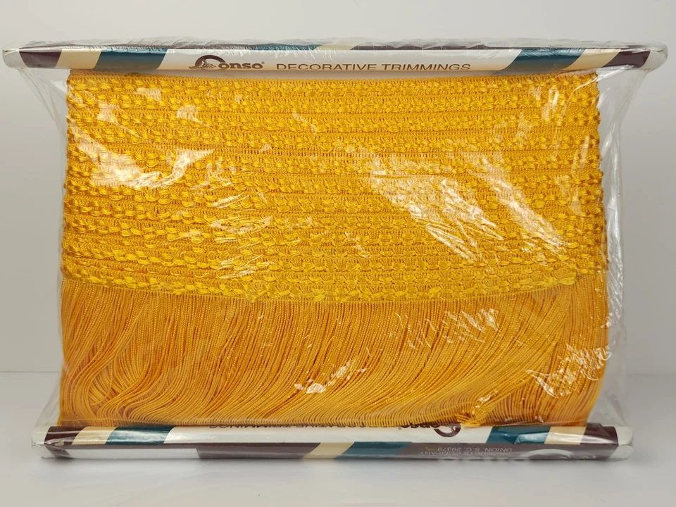 Tapicería consola vintage 4" pesada cadena flecos 18 yardas bandera dorada D13 Foto 2 de 4