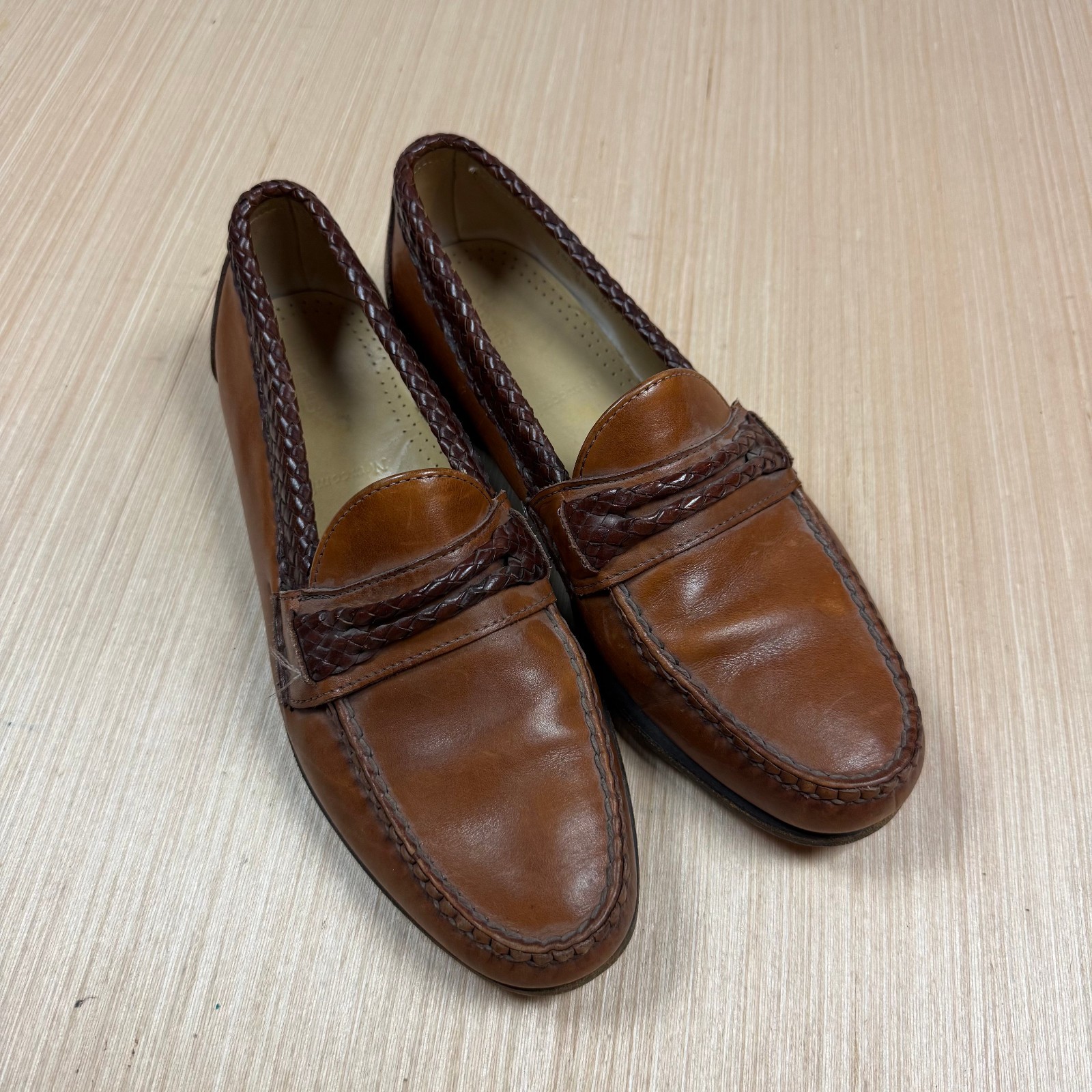 Allen Edmonds Newcomb Made in USA Brown Leather Penny Loafer Shoes men's 10.5 D