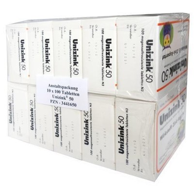 UNIZINK 50 magensaftresistente Tabletten 10X100 St PZN 3441650