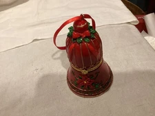 Red Wood Christmas Bell Trinket Box/Ornament