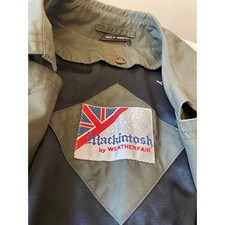 Mackintosh by Weatherfair Olive Green Trench Coat Belted Wool Lined Men Size 36