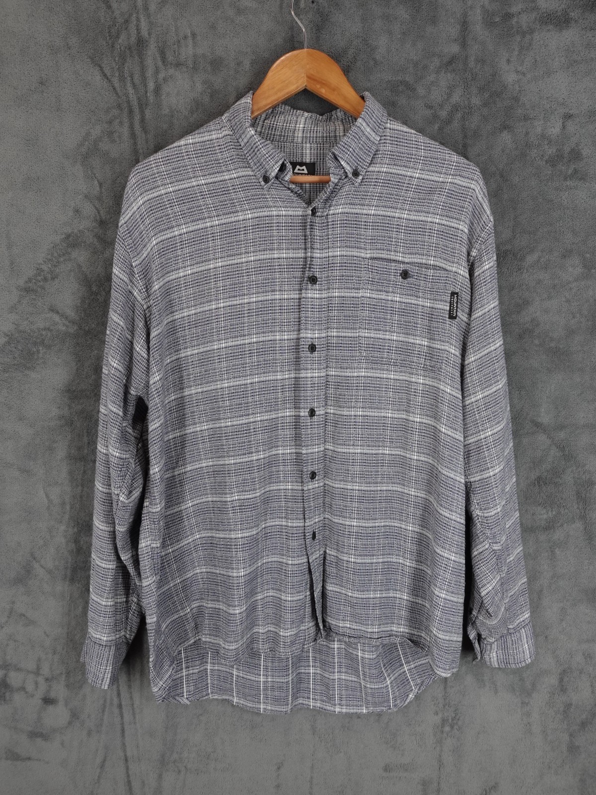 Shirt Mens Medium Grey Flannel Check Outdoor Walking Hiking