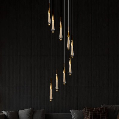 LMQNINE 9 Light Modern Crystal Chandelier Dimmable LED Gold Ceiling Light Cry...
