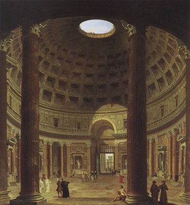 074 Gp Pannini Inside the Pantheon Rome 130 a Vintage Art Print Poster Wall Deco