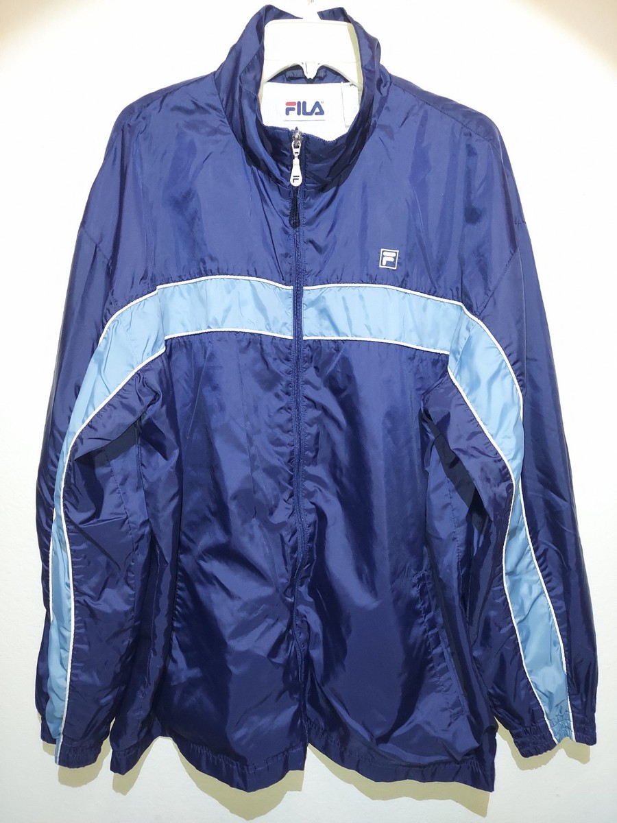 Vintage Fila Windbreaker Blue/Light Blue Jacket Mens Size XL 90s
