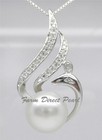 925 STERLING SILVER 18" Genuine Phoenix White Pearl Pendant Necklace Freshwater — photo 2