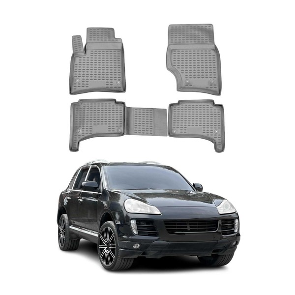 Omac Gummimatten FußMatten FüR Porsche Cayenne 2002-2010 TPE Automatten Grau 4X-image