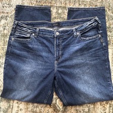 Silver Jeans Co Suki Slim Boot Blue Dark Wash Denim Jeans SZ 24W L