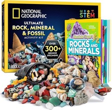National Geographic Rock Collection Box 300 Piece Rock Set with Real Fossils