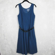 ModCloth Women's Blue Sleeveless Fit and Flare Dress Wool Belt Size 6