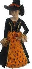 Hexenkostüm Kinder Hexe Kostüm Gr. 116 Kleid + Hut + Reif Rock 3 Materialien !!