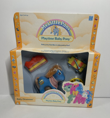 RARE 1989 Hasbro My Little Pony Playtime - Baby Drummer (U.K. LTD) ~ NIP NOS