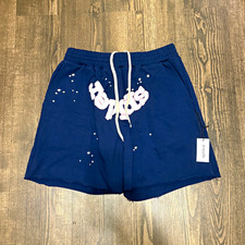 sp5der Mens Sweat Shorts Navy Blue M Logo Sol...