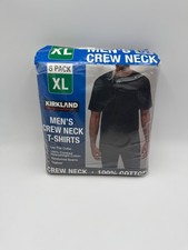 Kirkland Signature T-Shirt Mens XL Black Heavyweight Cotton Crew Neck 6-Pack