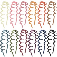 12 PCS Zig Zag Headbands Plastic Wavy Hair Head Band Comb with Teeth Hoop Access