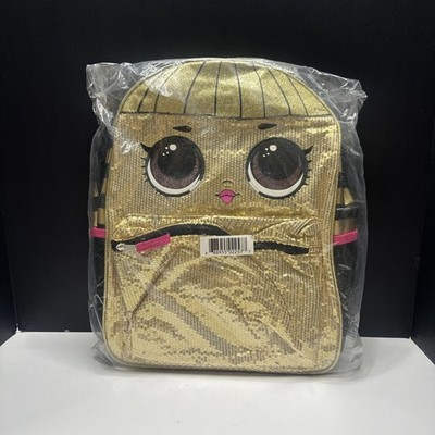 New For School LOL Dolls Book bag Backpack Queen Bee Shiny Gold Sequins