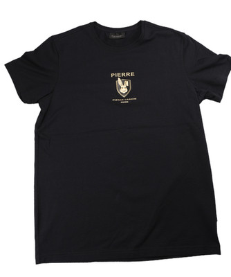 Pierre Cardin T Shirt Size M Extra Slim Fit Black Logo Stretch Cotton Elastane