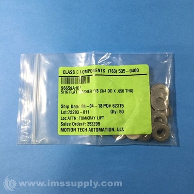 McMaster-Carr 96659A107 Washers, 5/16'' Screw Size, Bag of 50 FNOB