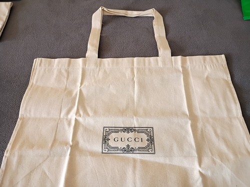 Authentic GUCCI Canvas Beige XL Tote 22x15.5 Handle Dust Bag Strap NEW - Picture 2 of 6