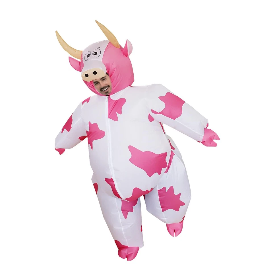 Надувной розовый костюм коровы для Хэллоуина и Рождества - смешной надувной наряд - Изображение 3 из 4
