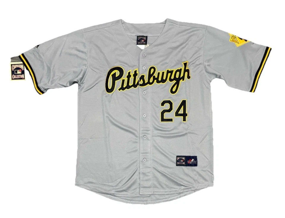 Barry Bonds 1992 Pittsburgh Pirates Grey Cooperstown Jersey w/ Patch Men’s Large - Image 2 of 3