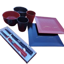 Echizen Lacquerware Natural Wood Couple Set Japanese Lacquer Bowls Cups 