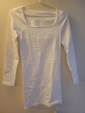White Ribbed Knit Long Sleeve Mini Dress Size L