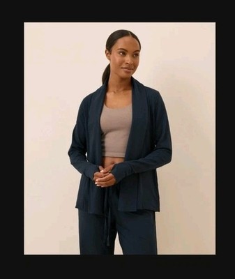 Pact Top Womens XS Navy Organic Cotton Luxe Essential Swing Travel Cardigan