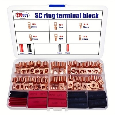 220-Piece SC Ring Terminal Kit - Copper Terminals for Electrical Wiring