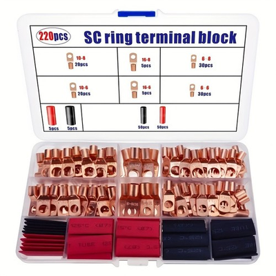#ad 220 Piece SC Ring Terminal Kit Copper Terminals for Electrical Wiring $14.99