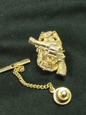 RARO 357 COMBATE MAGNUM SMITH WESSON REVÓLVER PISTOLA POLICÍA INSIGNIA CORBATA TACHUELA SOMBRERO PIN
