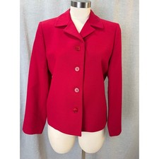 Vintage Talbots Petites Red 100 Worsted Wool Blazer Jacket Size 8