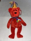 Ty Beanie Baby - HAPPY BIRTHDAY Retired 2006 Red Vintage Bear With Green Hat