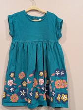 Tea Collection Teal Floral Hem Dress Size 5yrs