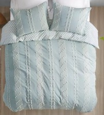 Ink Ivy 3pc Full/Queen Kara Cotton Jacquard Duvet Cover Set Aqua New