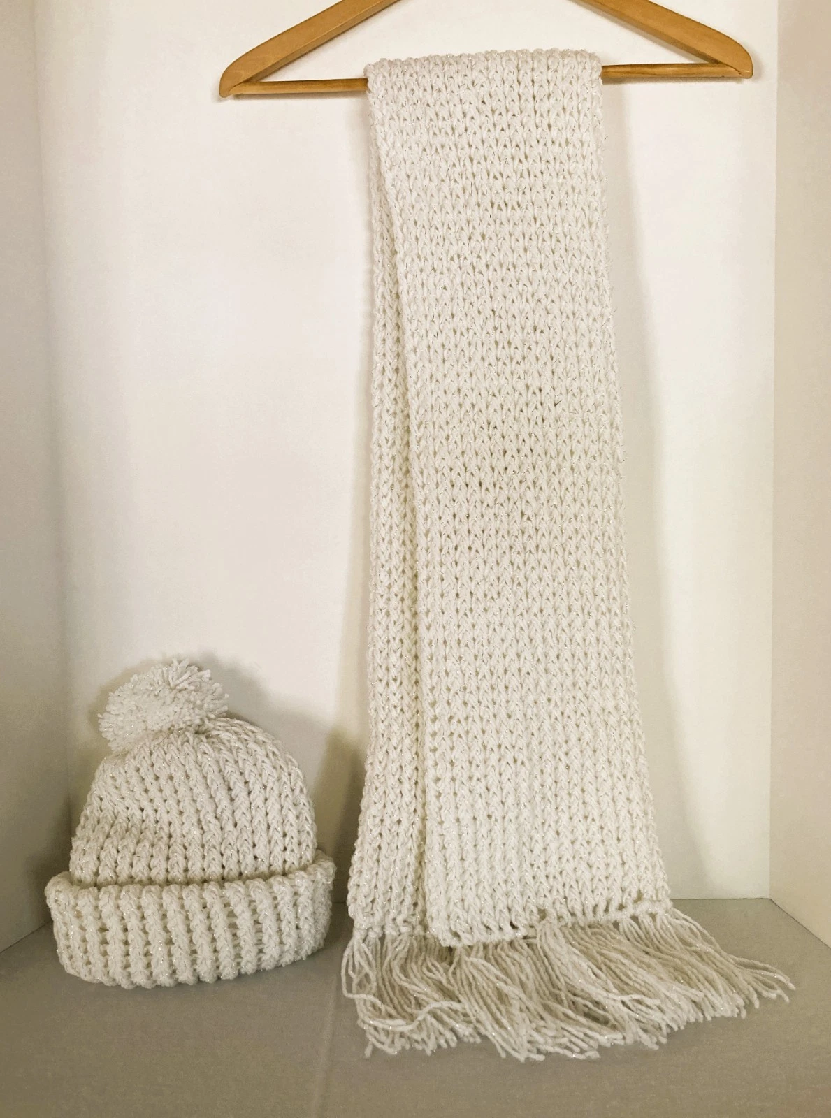 Handmade Scarf and Pullon Hat Set, Adult, Comfy, Double Layered for Warmth